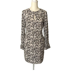 Loft‎ Dress Womens XS Petite Leopard Animal Print Long Sleeves Lined